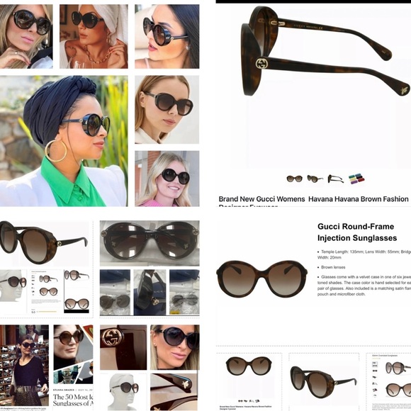 GUCCI HAVANA ROUND OVERSIZED SUNGLASSES, ON LIST 50 MOST ICONIC SHAPES - Picture 8 of 16